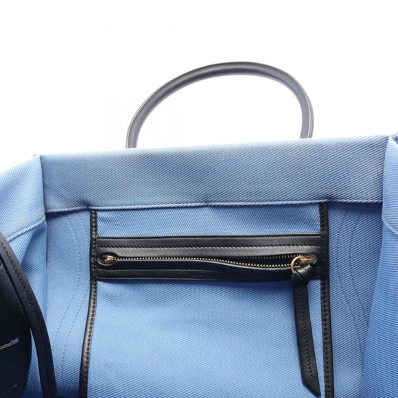 CELINE Luggage Phantom Tote Bag Canvas Leather Women's Blue Black 169953 - Picture 6 of 8